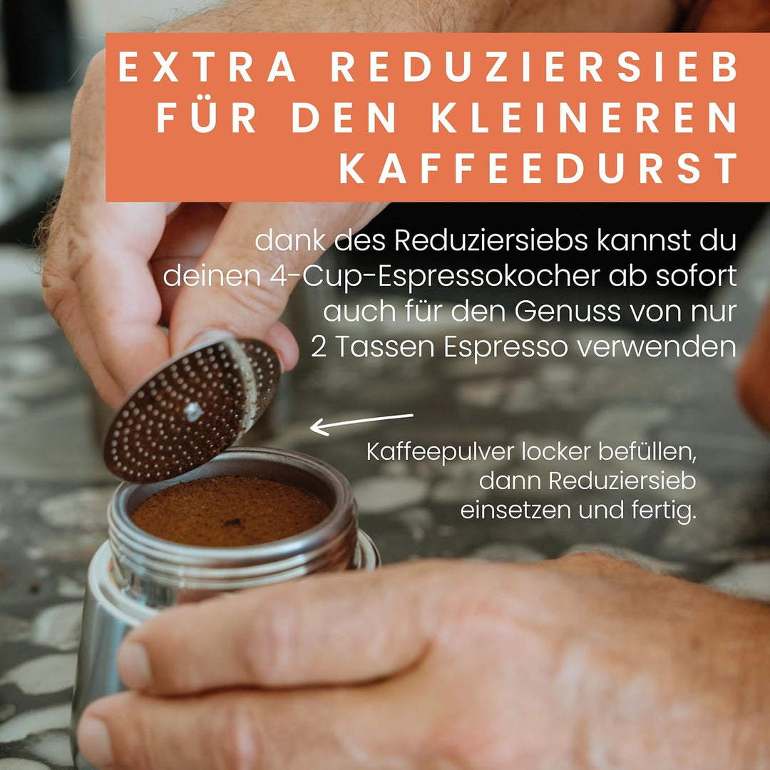 Groenenberg Espressokocher Edelstahl 1-2 Tassen | Espressokanne (100 ml Füllmenge) | Mokkakanne | Ca