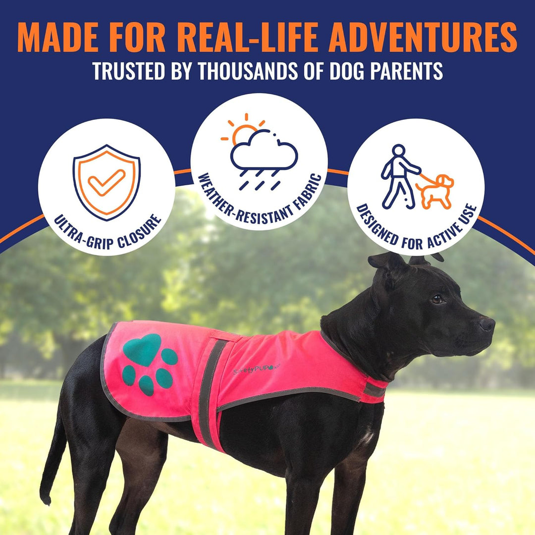 SafetyPUP XD Hund Warnweste, Grössen passen Hunde 14 lbs bis 130 lbs Rosa Gross Gross Rosa, Rosa Gro