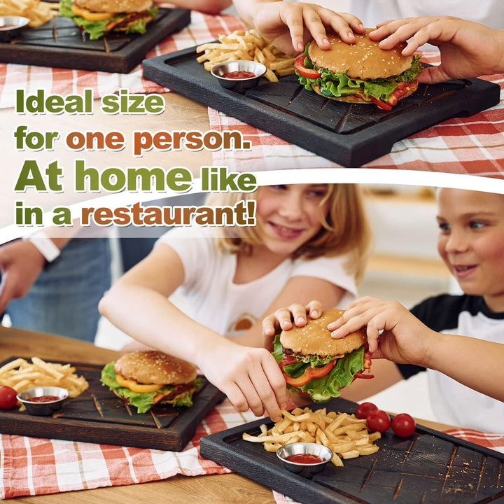 Steakbrett - Holzsteakbrett 35 x 25 - Holz Schneidebrett - Massiv Eiche Servierbrett - Servierplat