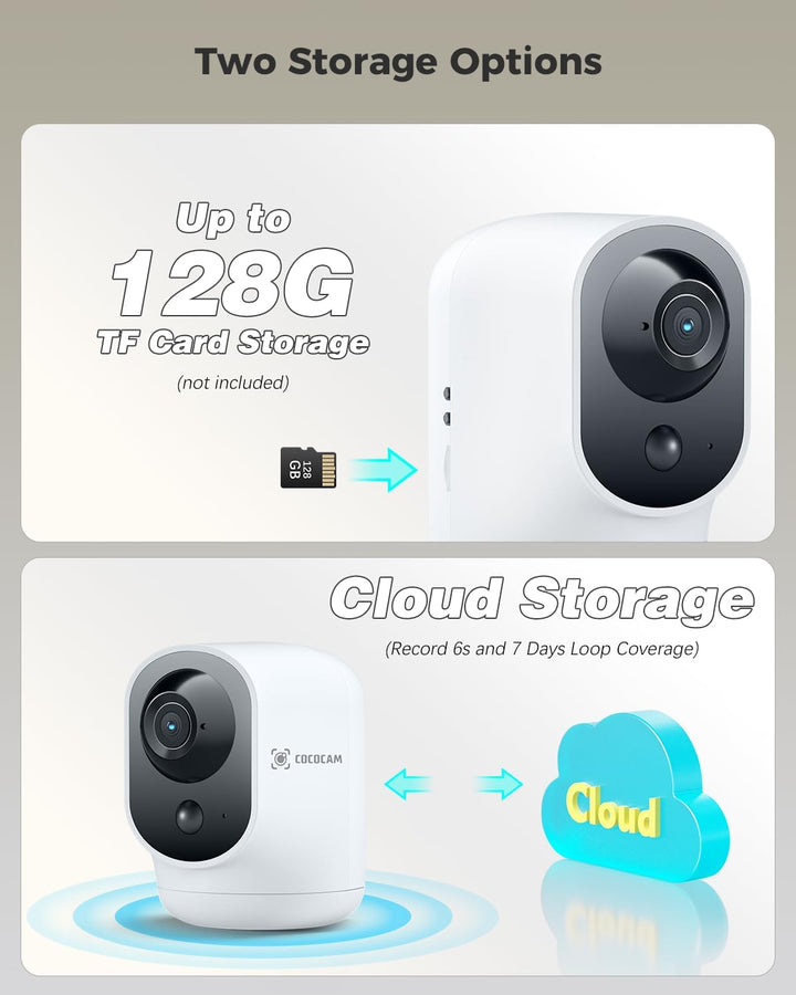 COCOCAM 2PCS 2K Überwachungskamera Innen WLAN mit 5200mAh Akku, kabelloser 355°P 90°T, Baby Monitor