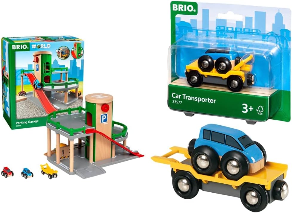 BRIO World 33204 Parkhaus, Strassen & Schienen – Eisenbahnzubehör für die BRIO Holzeisenbahn – Empfo