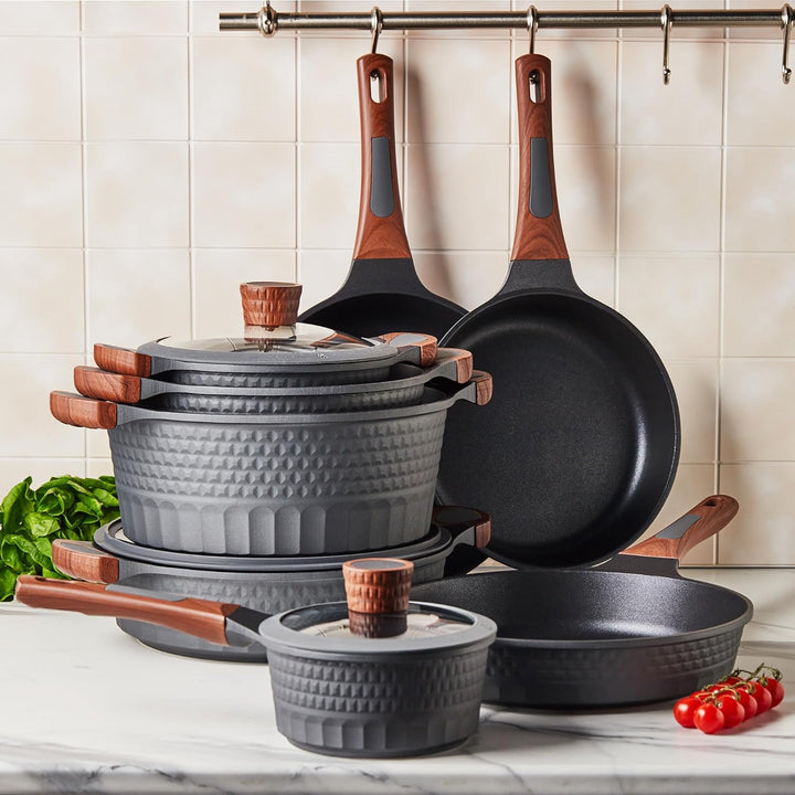 RESTO Kochtopf Schmortopf 9,7L mit Deckel 32cm, H=14,5cm | Antihaftbeschichtung | im Geschenkkarton