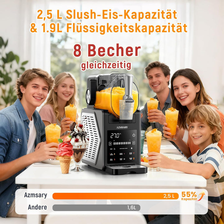 Slush Maschine – 2,5 L Eismaschine & Slushie Maschine für Zuhause, mit LED-Display, 6 voreingestellt
