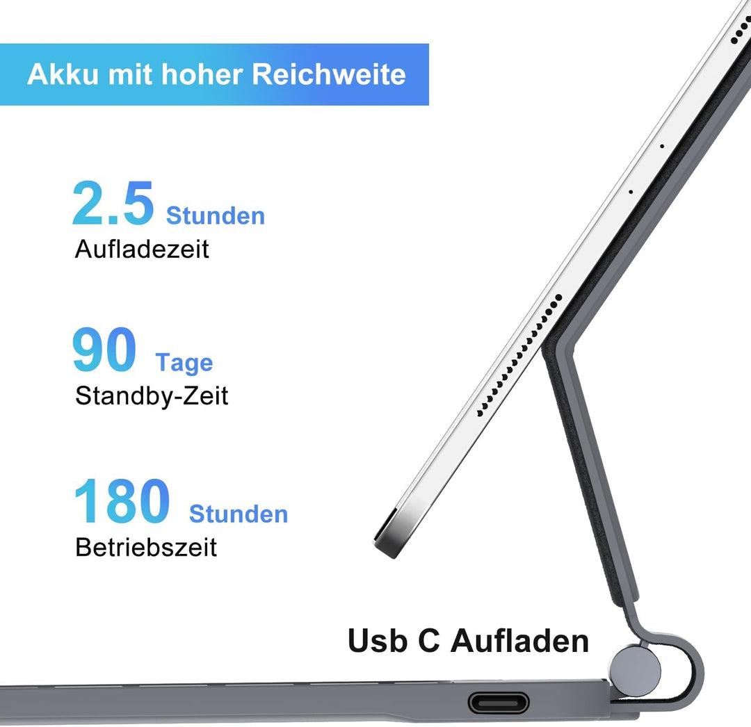 JADEMALL Magic Keyboard for iPad 10 Generation 10,9 Zoll,11 Generation 2025 A16 11 Zoll - Deutsches