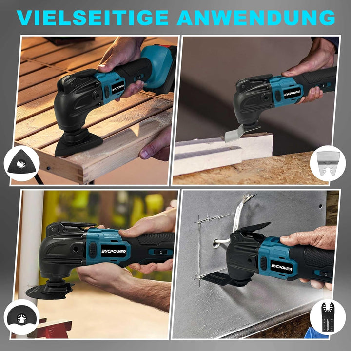 Akku-Multifunktionswerkzeug mit 1pcs 2.0Ah Akkus, 24 Zubehör Oszillationswerkzeug Satz für Makita 18