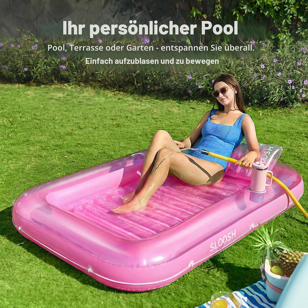 Sloosh 70" x 46"/1.78m*1.16m aufblasbarer Sonnenpool, Luftmatratzte Pool, Sonnenbad mit abnehmbarem
