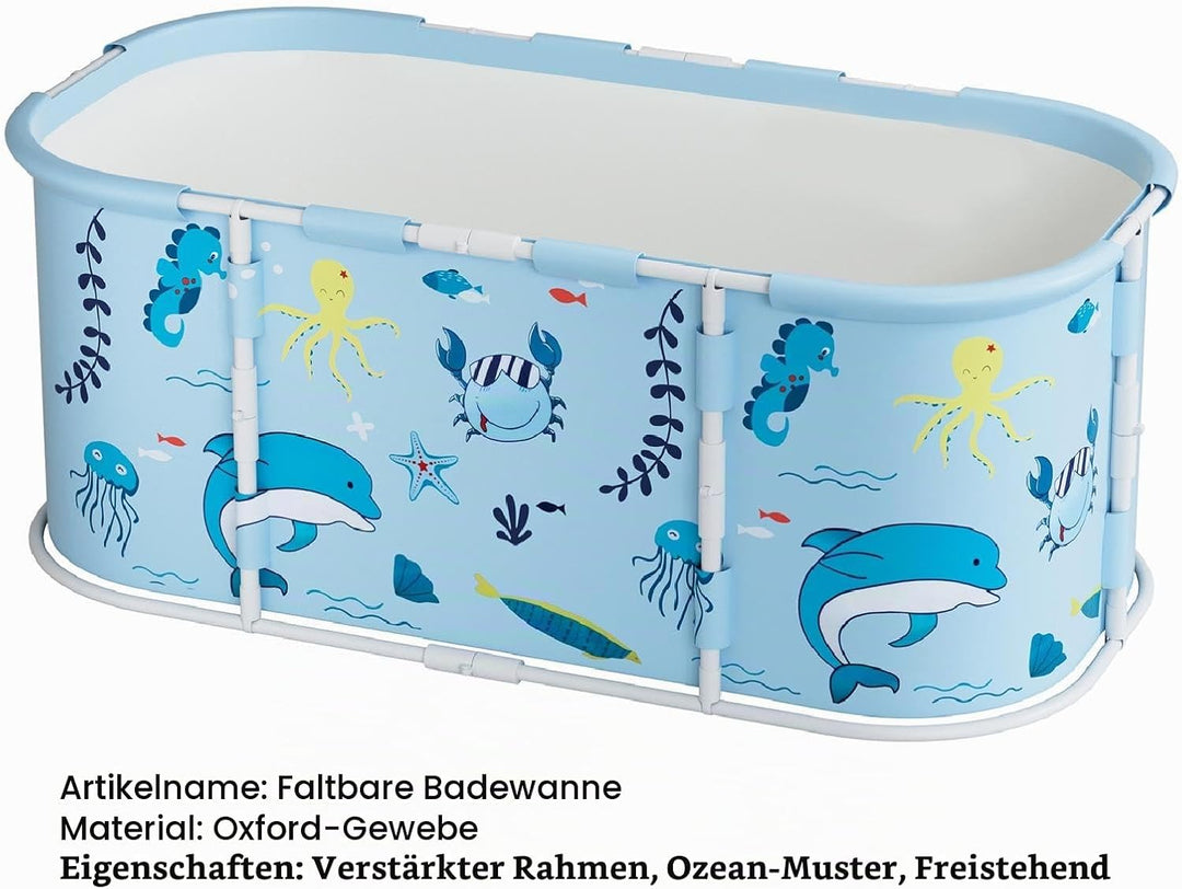 Faltbare Badewanne für Erwachsene, freistehende tragbare Badewannes mit stabilem Kunststoffrahmen, z