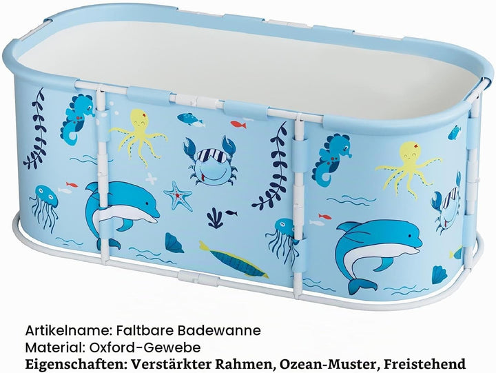 Faltbare Badewanne für Erwachsene, freistehende tragbare Badewannes mit stabilem Kunststoffrahmen, z