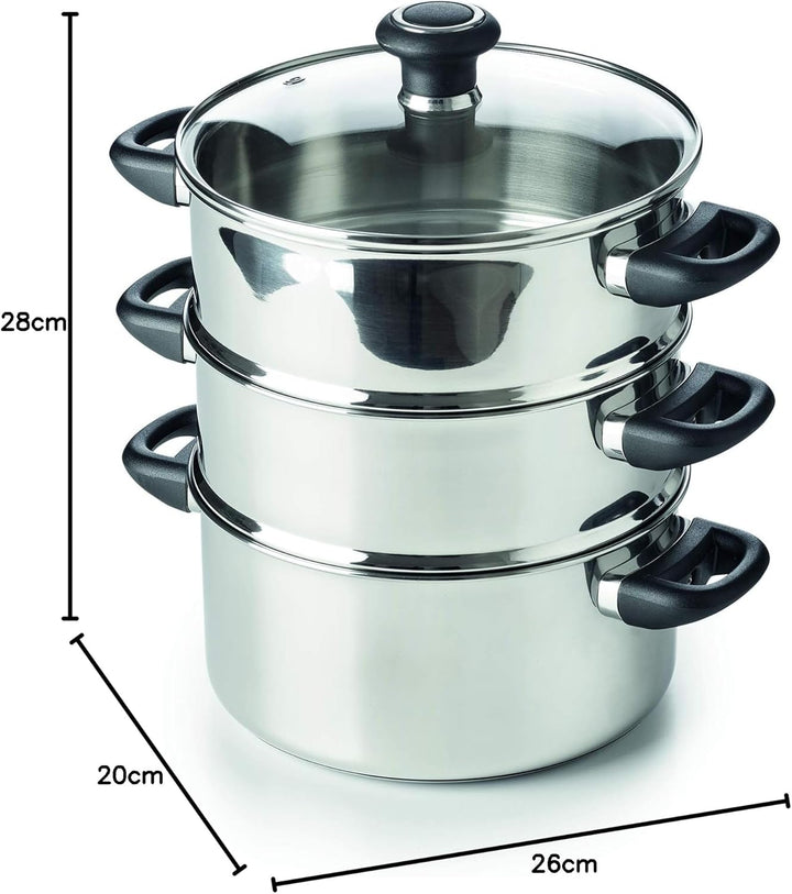 Beka 12030224 Dämpferole mit Glasdeckel 20 cm Polo, Edelstahl 2.8 Liter, 2.8 Liter