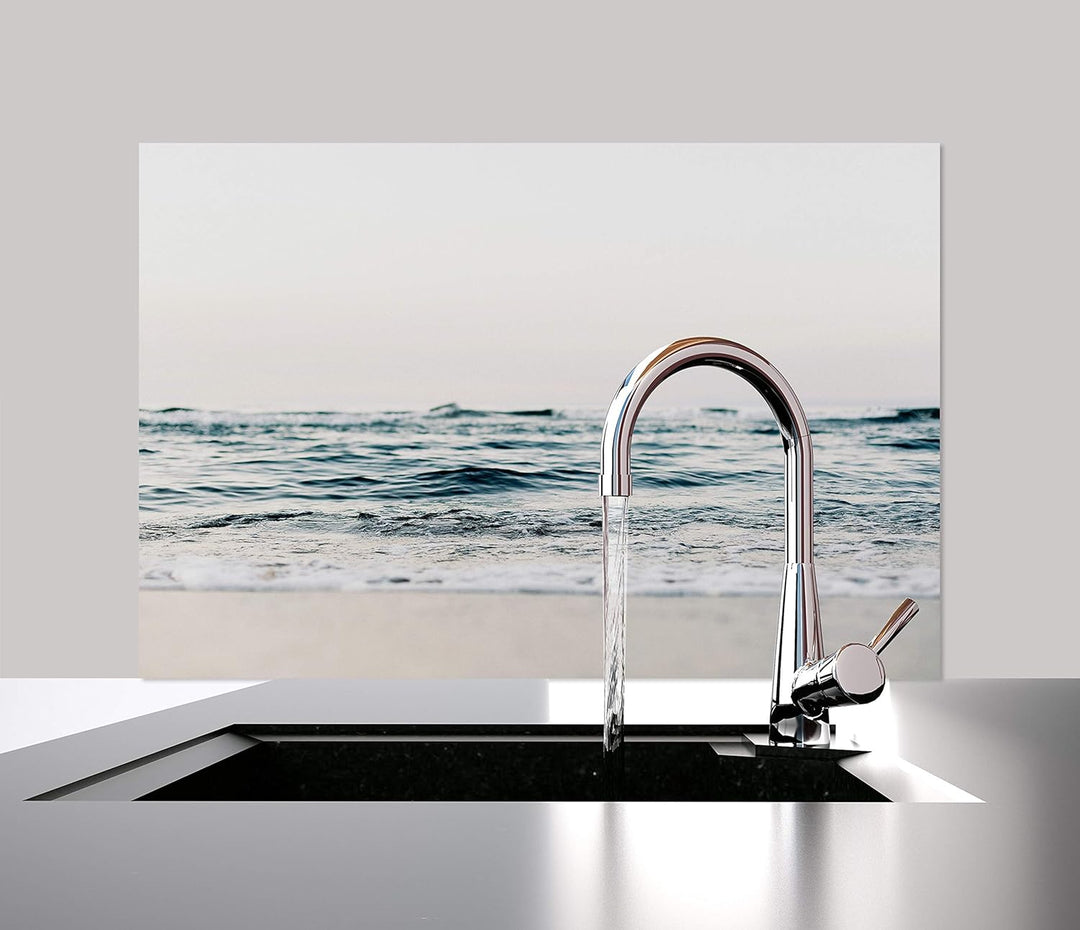 Cuadros Lifestyle Küchen Spritzschutz „Das Meer“ | Küchenrückwand | Alu-DiBond | Fliesenschutz für d