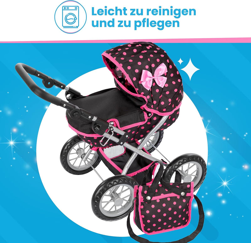 Kinderplay Puppenwagen ab 2 Jahre, Kinderwagen Puppen - Leichte und Stabile Konstruktion, Kinderpupp