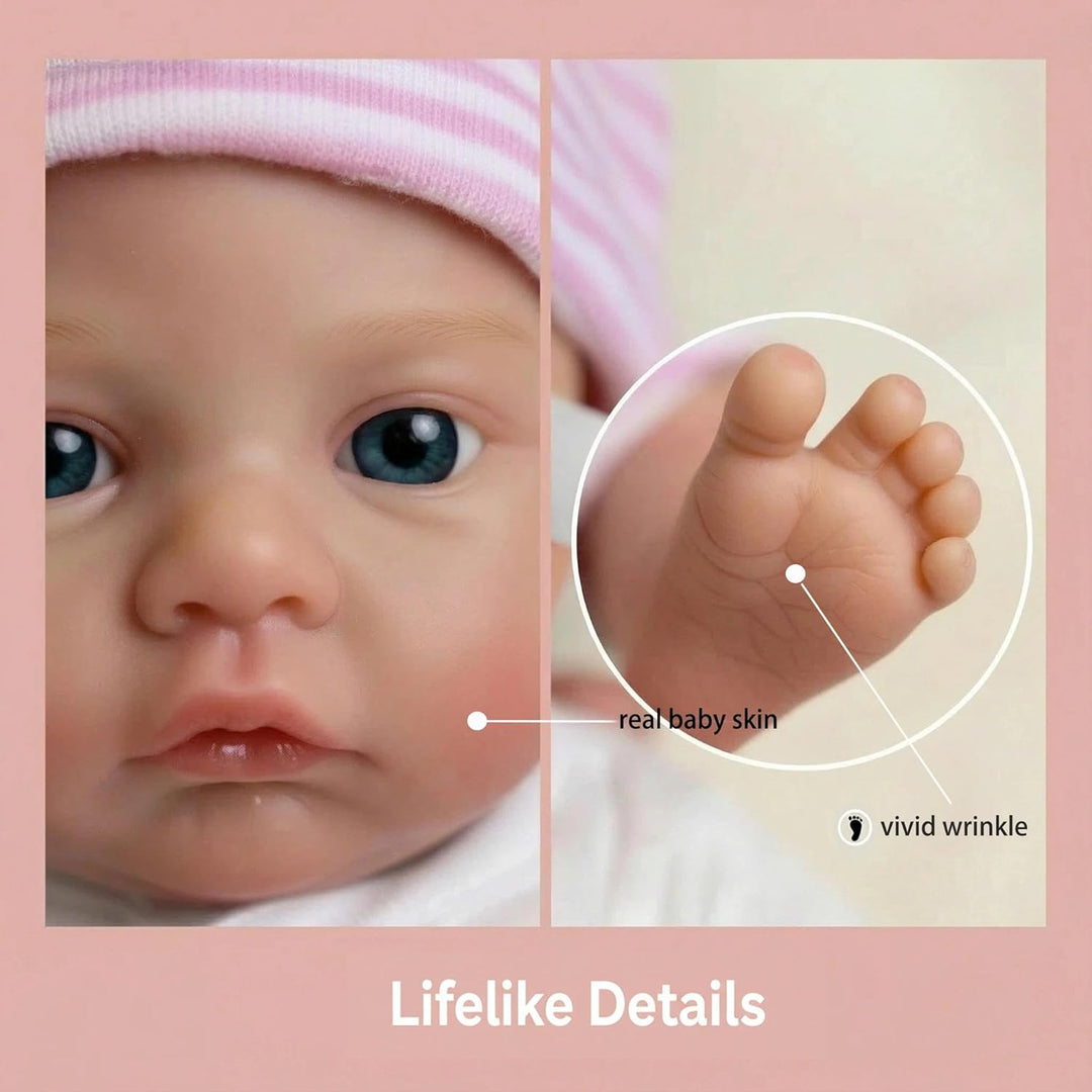 Zero pam Reborn Baby Vollsilikon Lebensecht 30CM Weiche Silikon Baby Mädchen, Babypuppen Wie Echt, R