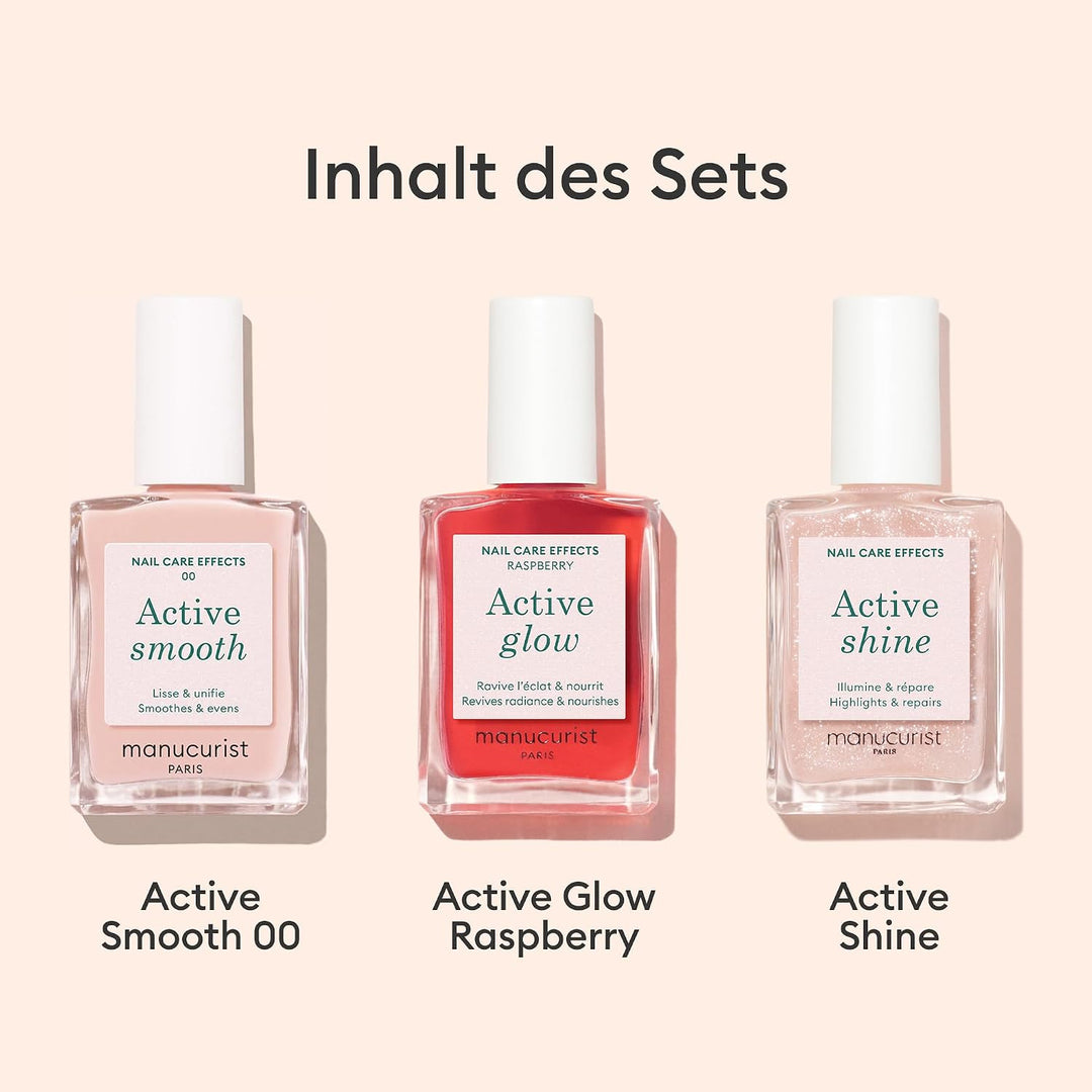 Manucurist Active Icons Trio Nagellack Set | Active Smooth 00, Active Shine, Active Glow Raspeberry