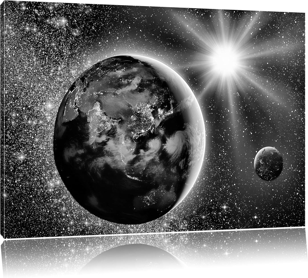 Pixxprint Erde im Weltall als Leinwandbild/Grösse: 100x70 cm/Wandbild/Kunstdruck/fertig bespannt, 10