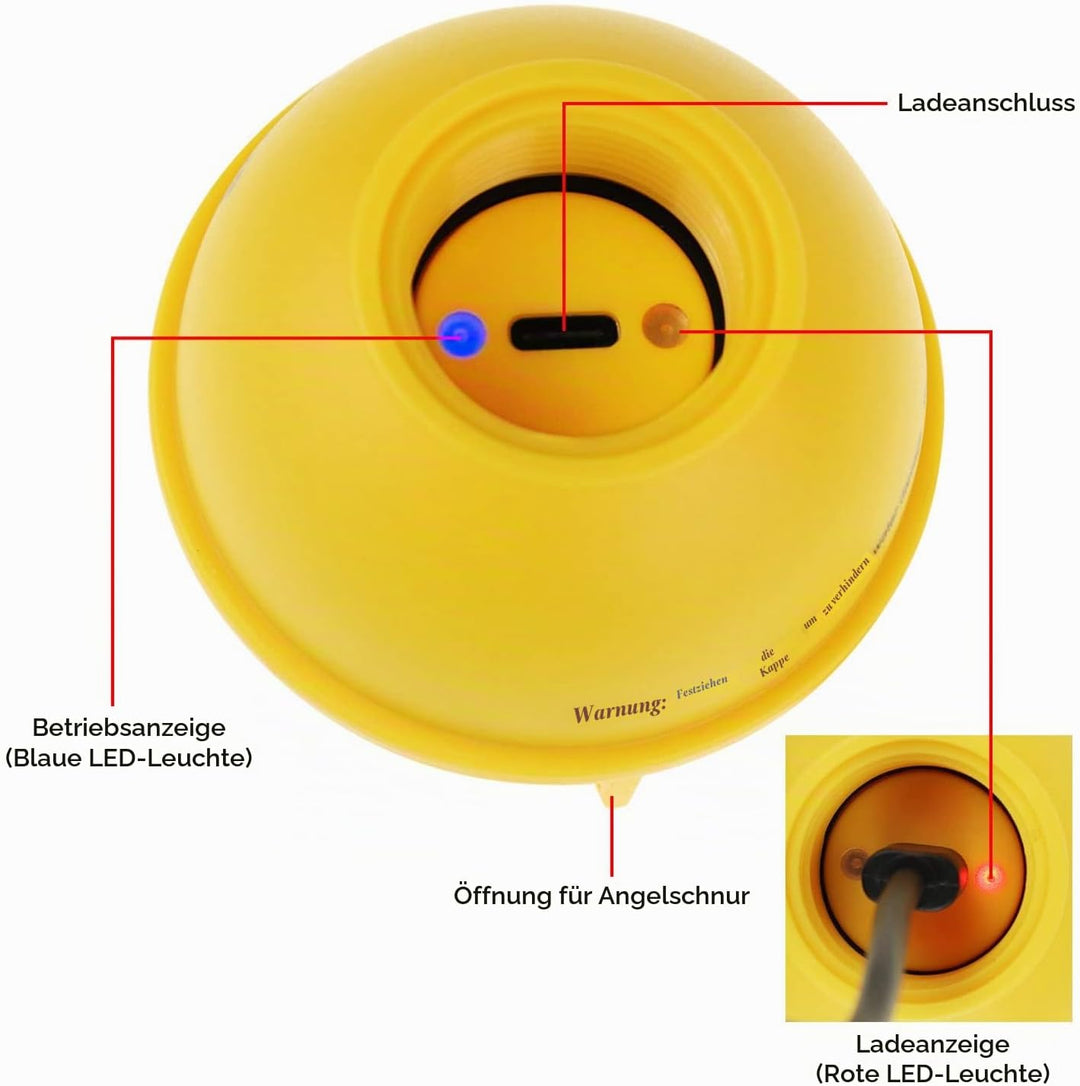 Fish Finder Wireless Sonar Sensor 125kHz Frequenz 45 Meter / 147 Fuss Tiefenalarm Funktion und gross