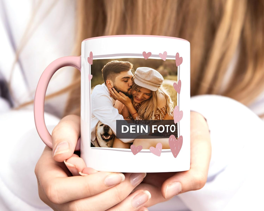 personalisierte Fototasse mit eigenem Foto persönliches Geschenk mit Bild selbst gestalten Rahmen He