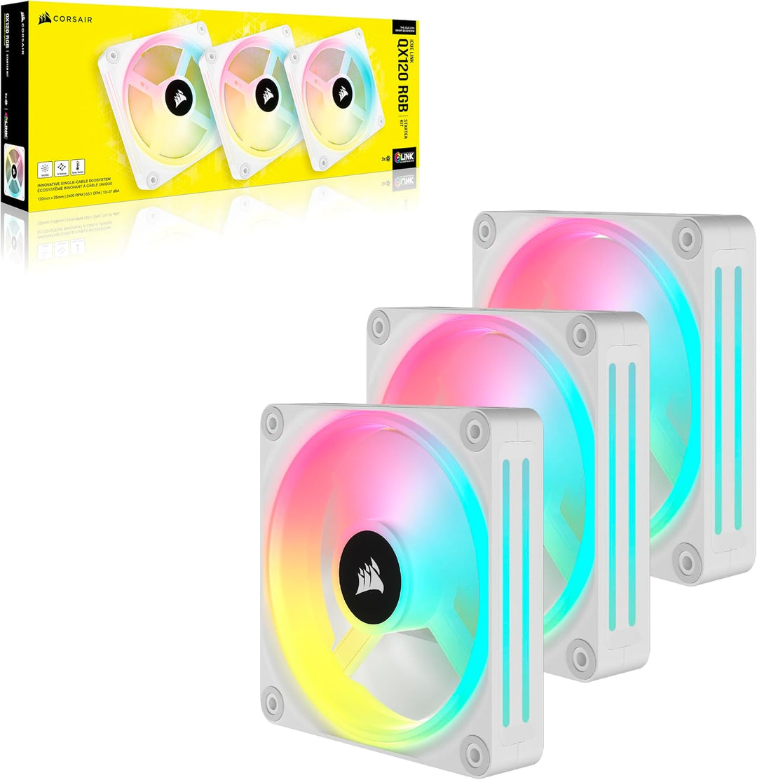 Corsair iCUE LINK QX120 RGB 120mm Magnetic Dome RGB Fans - Dreifach-Lüfter-Starter-Kit mit iCUE LINK