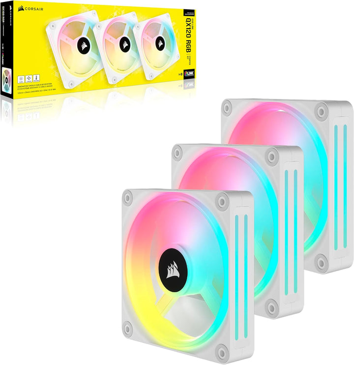 Corsair iCUE LINK QX120 RGB 120mm Magnetic Dome RGB Fans - Dreifach-Lüfter-Starter-Kit mit iCUE LINK
