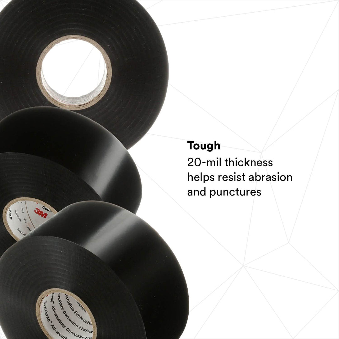 3M Scotchrap Vinyl-Korrosionsschutzband 51, schwarz, unbedruckt, einfache Anwendung, PVC-Rückseite,
