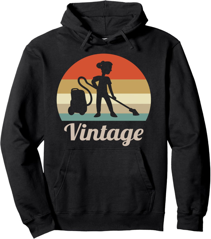 Putzfrau Beruf Gebäudereinigung Staubsauger Retro Vintage Pullover Hoodie