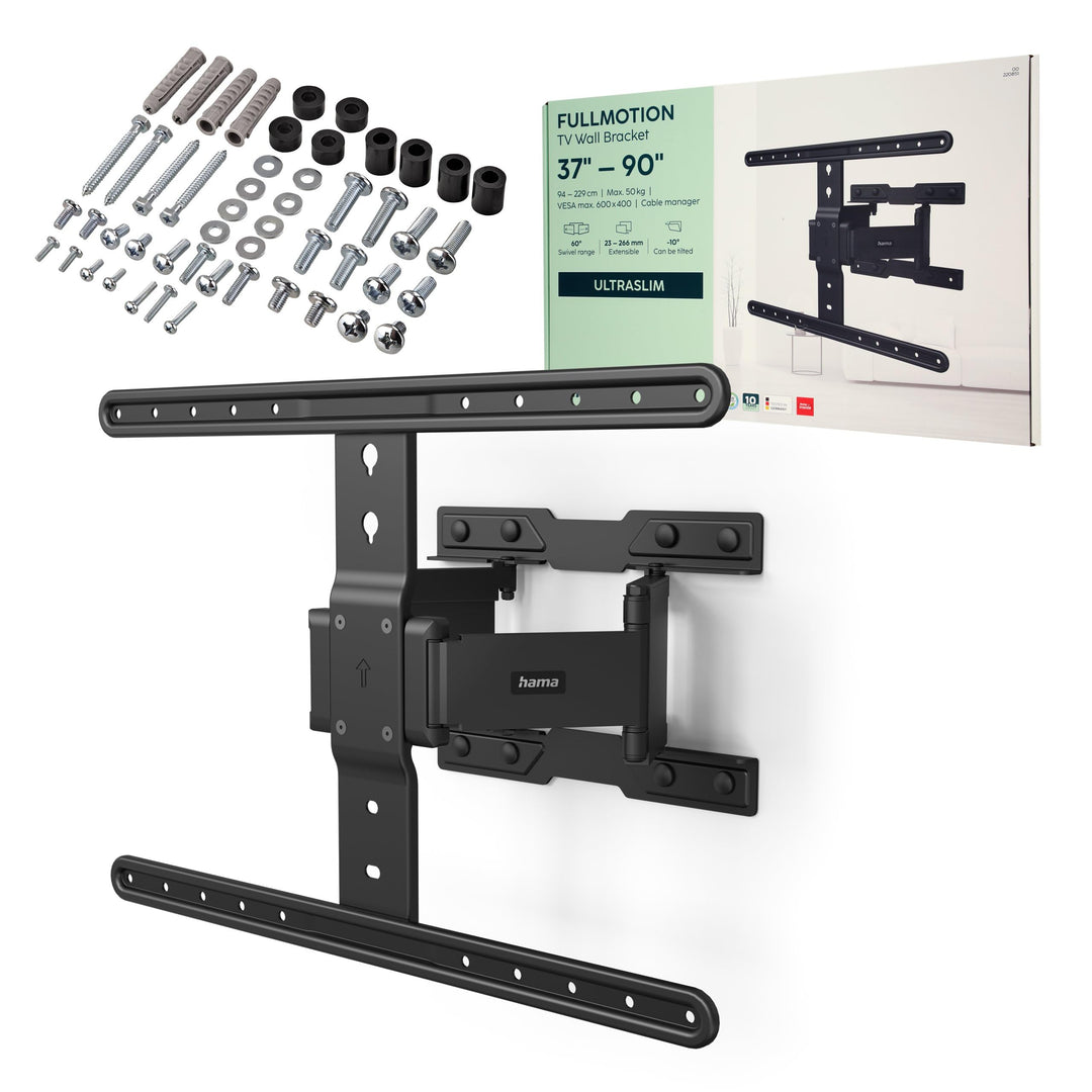 Hama TV Wandhalterung schwenkbar, neigbar, Slim (TV Wandhalterung 37-90 Zoll, VESA 200x200 bis VESA