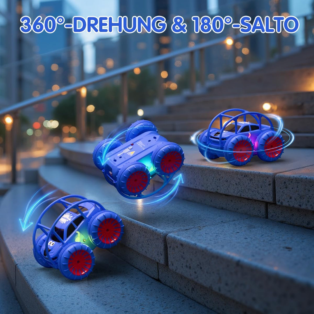 Direktladung Ferngesteuertes Auto Amphibisches mit USB-C, LED-Licht, 360° Stunt Flip,15 km/h 4WD für