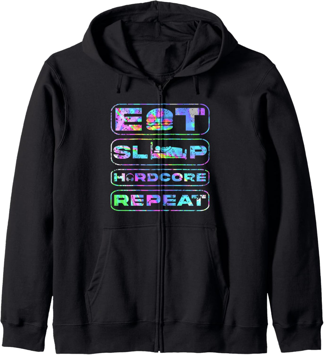 Eat Sleep Hardcore Repeat Funny Rave Party Bremse Kapuzenjacke