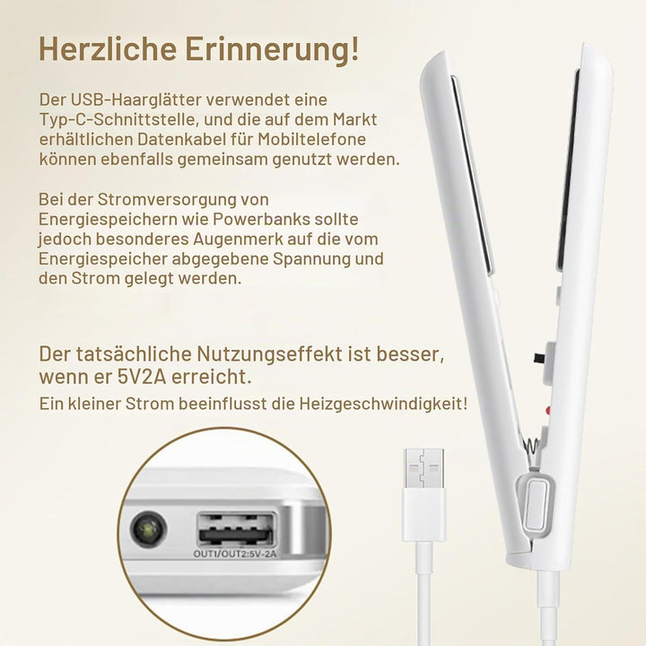 Mini Lockenstab USB Glätteisen Kabellos Dual Purpose Curling Eisen Tragbarer Reise Lockenstab Haargl