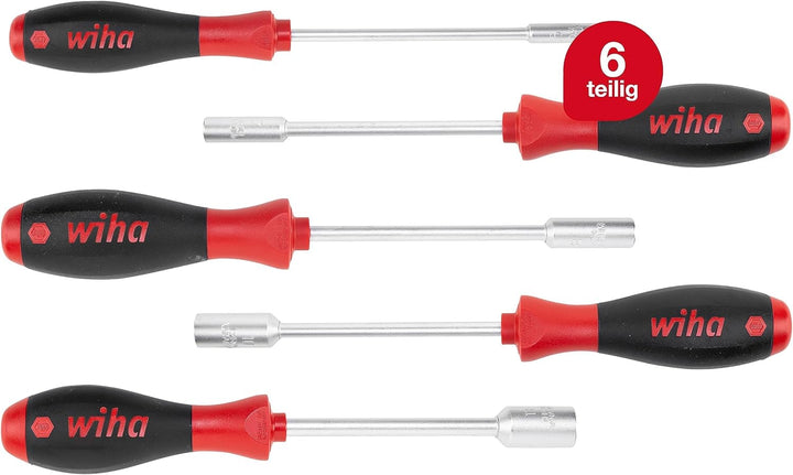 Wiha Schraubendreher Set SoftFinish® Sechskant-Steckschlüssel 5-tlg. ergonomischer Griff für kraftvo