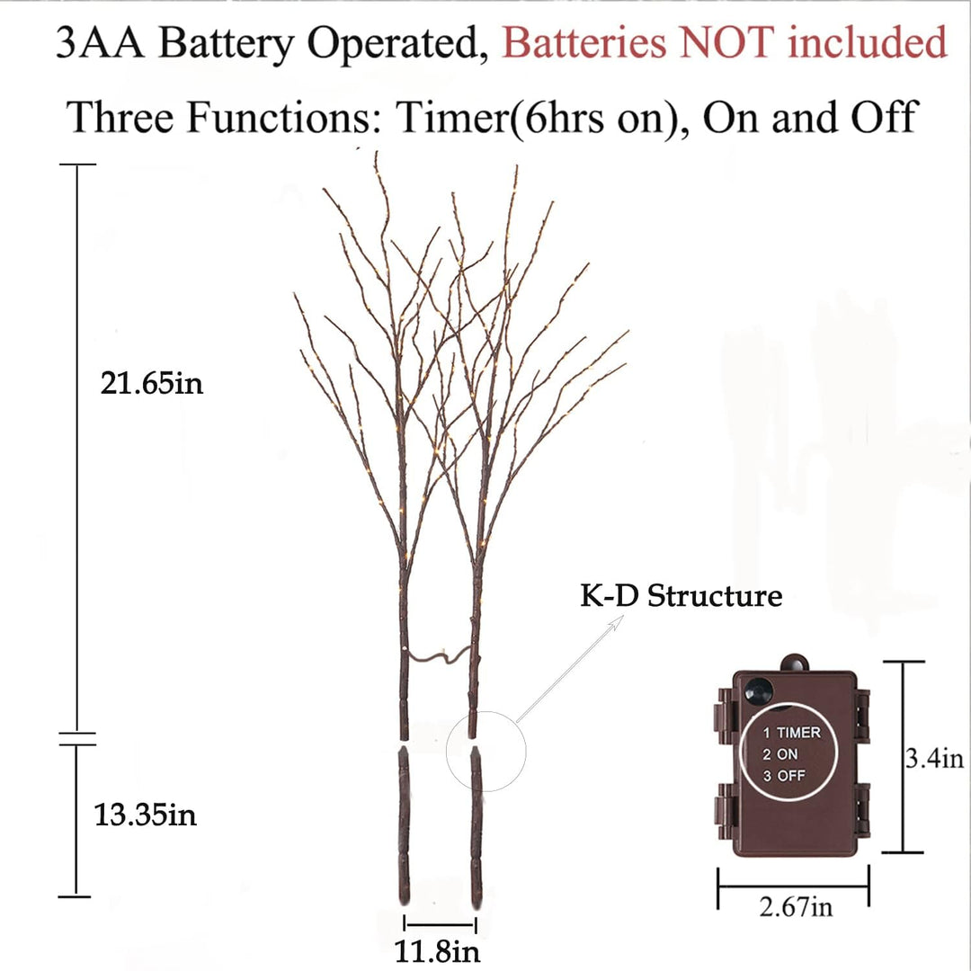 Hairui LED Beleuchtete Zweige mit 100LEDs 80CM Lichterbaum Lichterzweige Braune Künstliche Baumbeleu