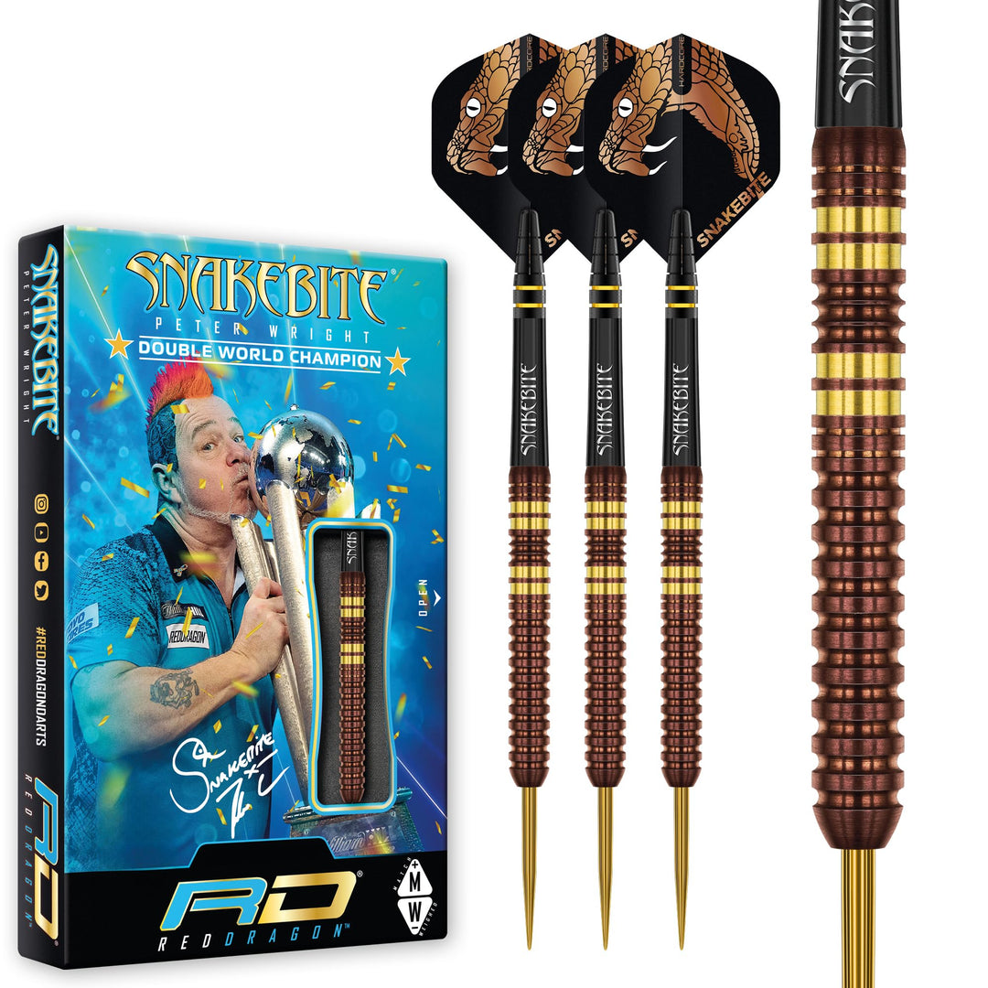 RED DRAGON Peter Snakebite Wright Copper Fusion Premium Wolfram Darts Set mit Flüge und Stielen 21.0