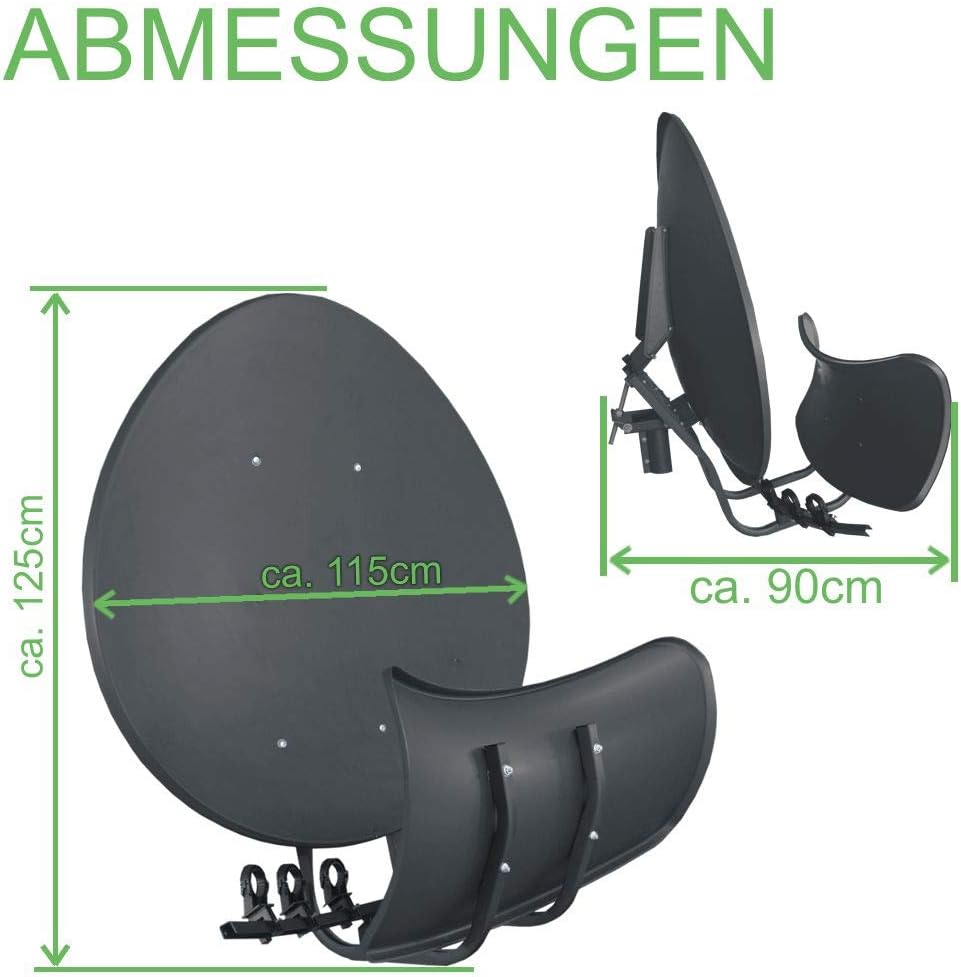 Satspiegel Toroidal (Wavefrontier) T90 P - anthrazit - Multifocus Antenne - inkl. 5 Stück LNB Halter