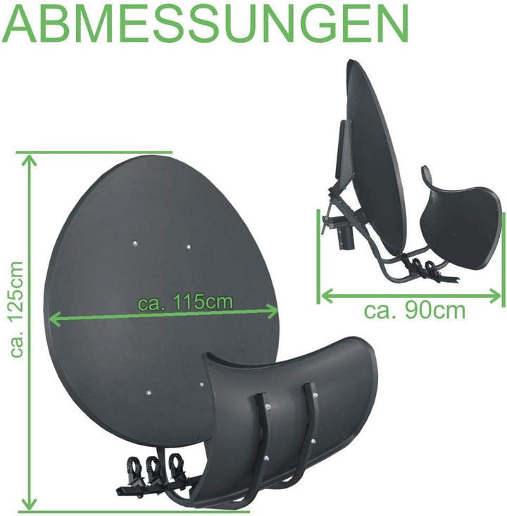 Satspiegel Toroidal T90 P - anthrazit - Multifocus Antenne - inkl. 5 Stück LNB Halter - Version 2023