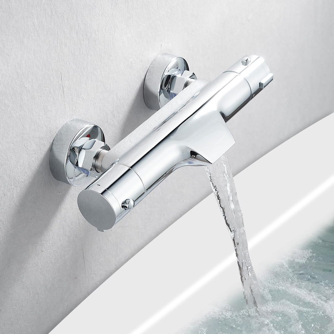 KEOKBON Duscharmatur mit Thermostat Mischbatterie Dusche mit 38 ° C Sicherheitssperre Wasserhahn Bad