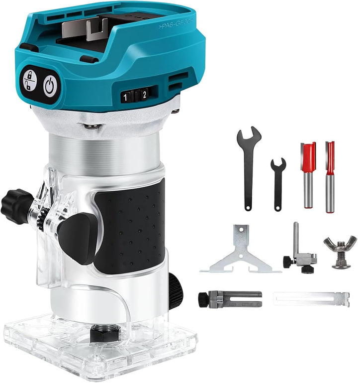 Akku Oberfräse kompatibel mit Makita 18V Akku, 1300W Oberfräse Trimmer Einhandfräse, Bürstenloser Ka