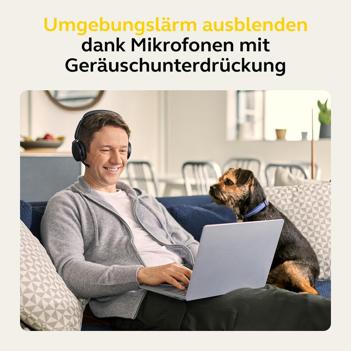 Jabra Evolve2 65 Flex - Stereo-Bluetooth-Headset mit Wireless-Charging-Pad, geräuschunterdrückender