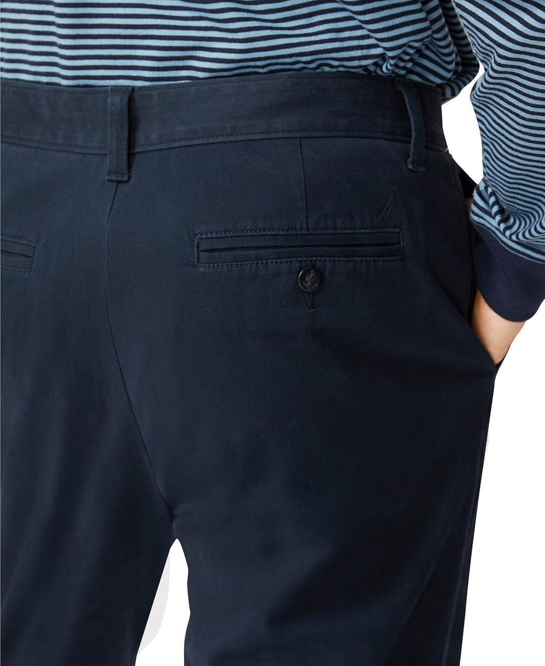 Nautica Herren Hose, Business/Leger Klassische Passform, Flache Vorderseite, Stretch, Solide Chino D