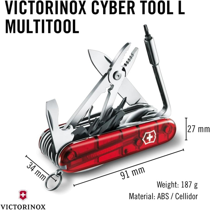 Victorinox Taschenmesser Cyber Tool L (39 Funktionen, Metallfeile, Bit-Schlüssel, Kugelschreiber, Za