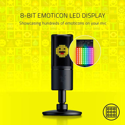 Razer Seiren Emote - USB Kondensator-Mikrofon für Streaming mit Emoticon Display (8-Bit-LED-Display,