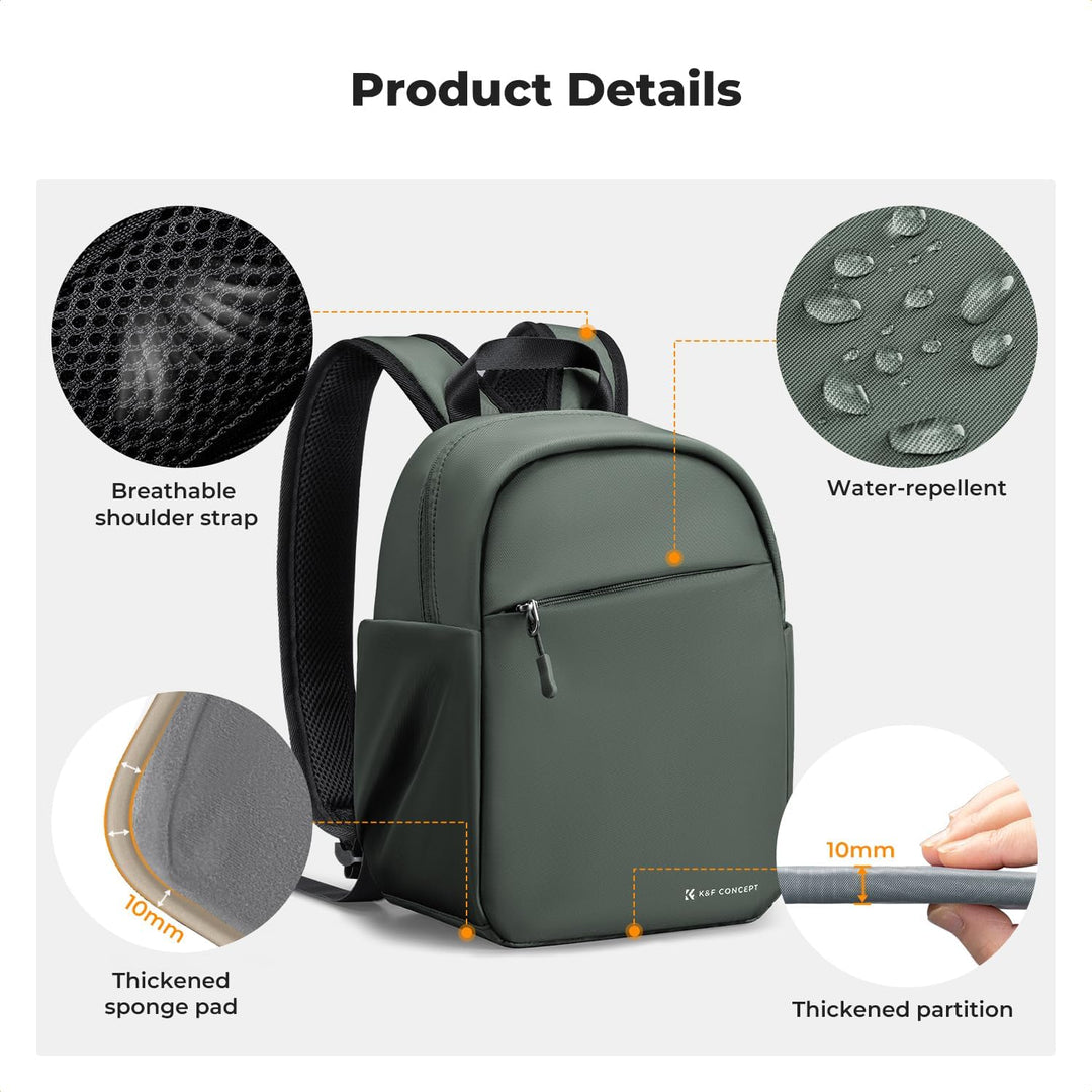 K&F CONCEPT Täglicher Kamerarucksack, Fotorucksack Klein Tragbar mit Verstellbarem Schultergurt für