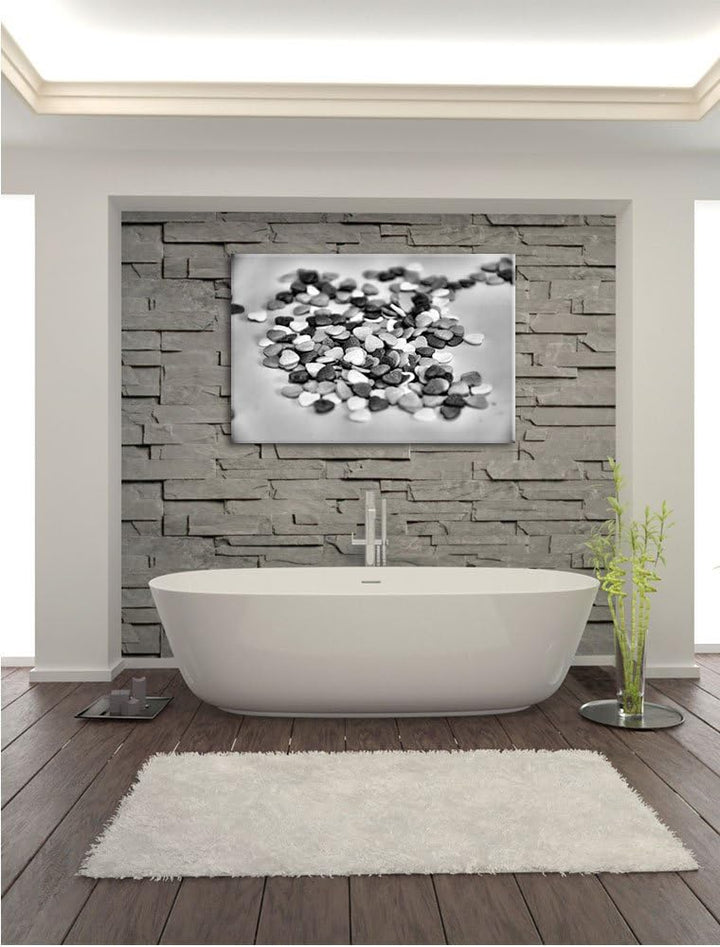 Pixxprint kleine Bunte Herzen / 100x70cm Leinwandbild bespannt auf Holzrahmen/Wandbild Kunstdruck De