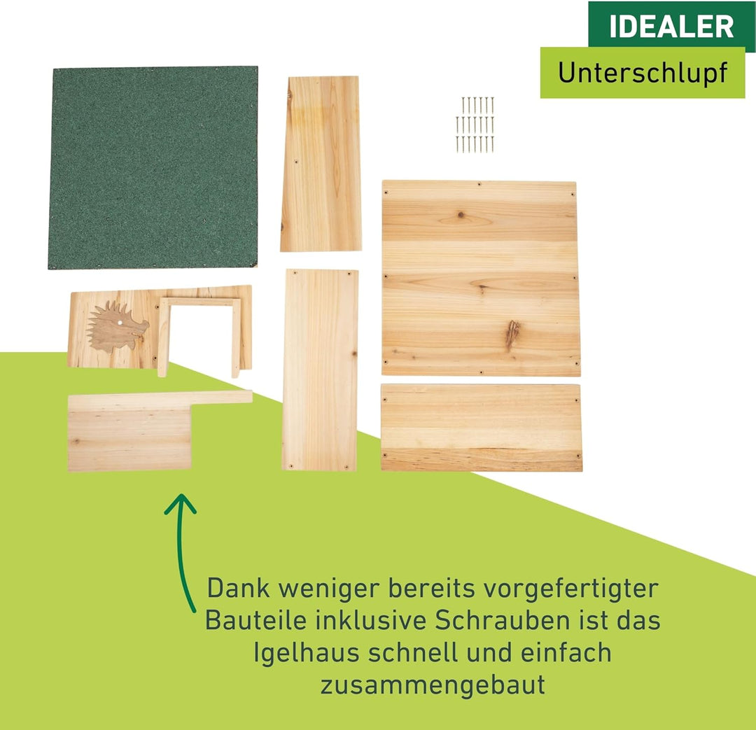 Windhager Igelhaus Bausatz aus Massivholz | Igelfutterhaus, Igelhäuschen, Igelhotel mit abnehmbarem