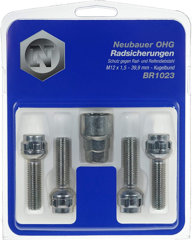 BR1023 Raddiebstahlsicherungsbolzen M12x1,5, Kugelsitz R12, Schaftlänge 39,9mm, Schlüsselweite 17mm