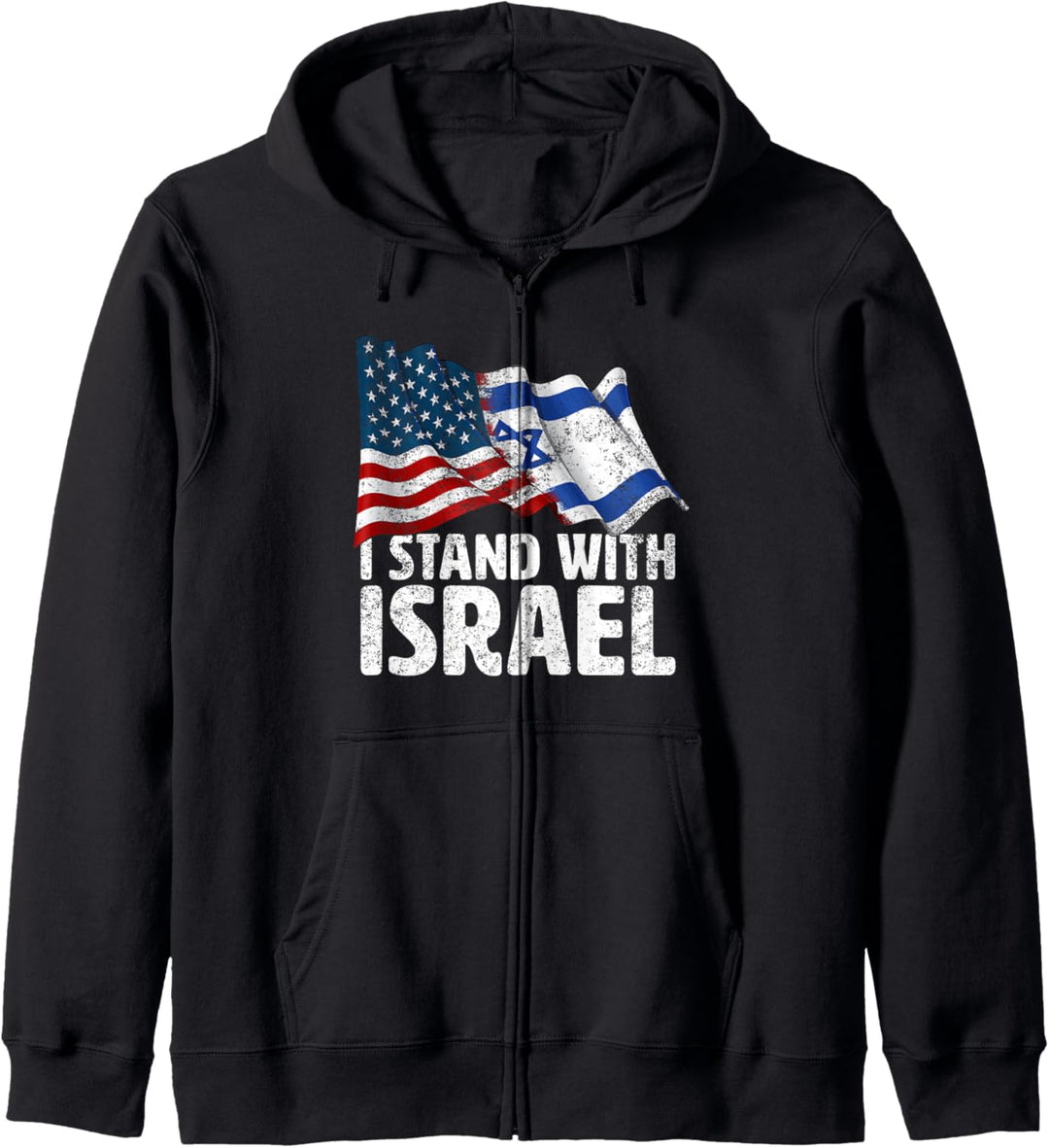 I Stand With Israel USA American Flag w/ Israel Flag Kapuzenjacke