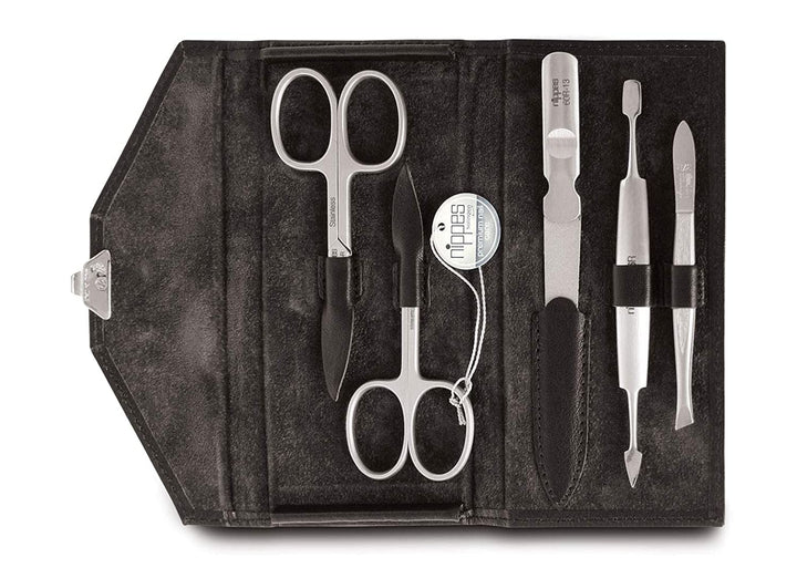 nippes Solingen Locks Maniküre Set, 5-teilig, Edelstahl nickel- & rostfrei, Echtes Rindsleder-Nagele