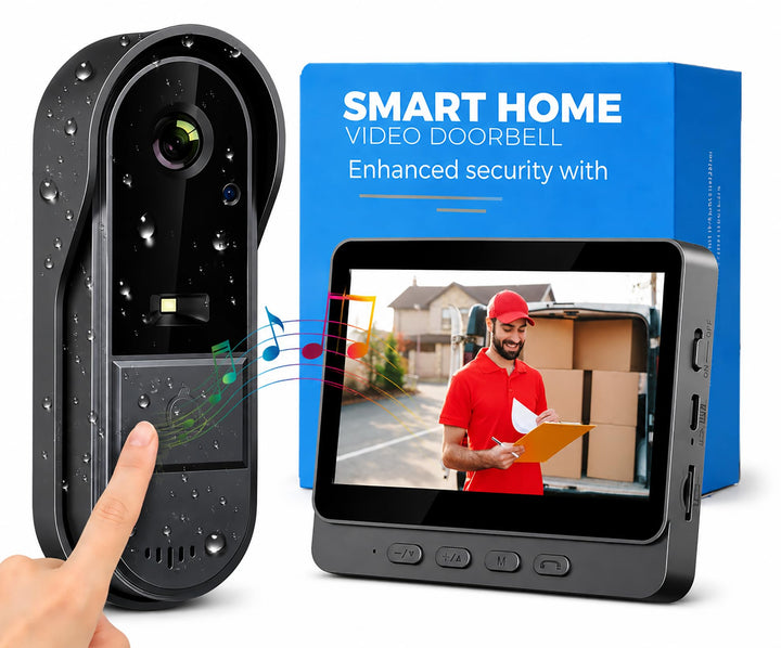 Drahtlose Video Türklingel mit Kamera Outdoor IP65 Wasserdicht 1080P kabellose Türklingel 4,3 Zoll I