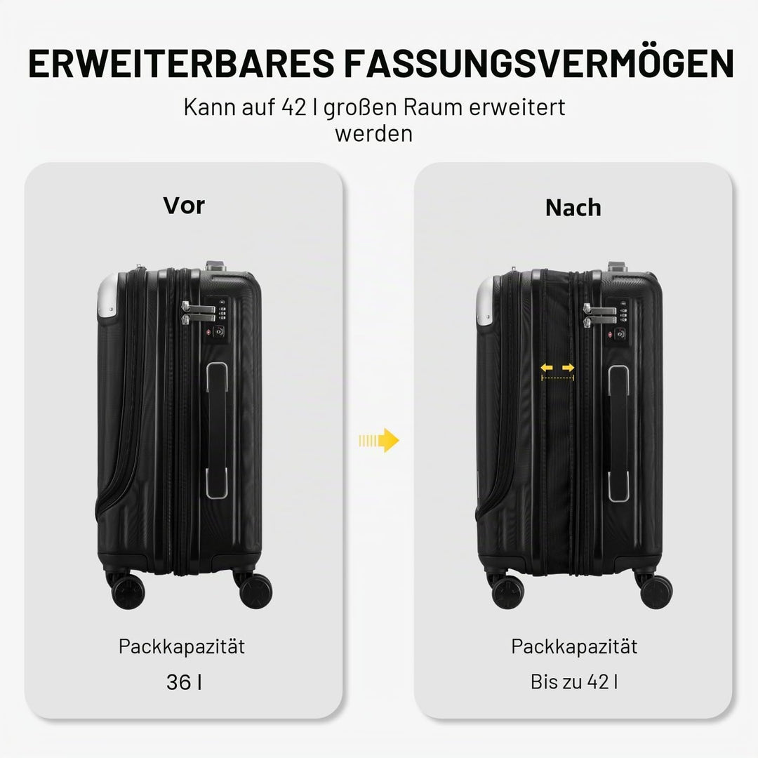 LEVEL8 Koffer Trolleys Leicht ABS+ PC Handgepäck Hartschalen-Koffer Trolley Rollkoffer Reisekoffer E