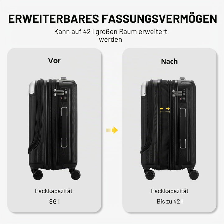 LEVEL8 Koffer Trolleys Leicht ABS+ PC Handgepäck Hartschalen-Koffer Trolley Rollkoffer Reisekoffer E