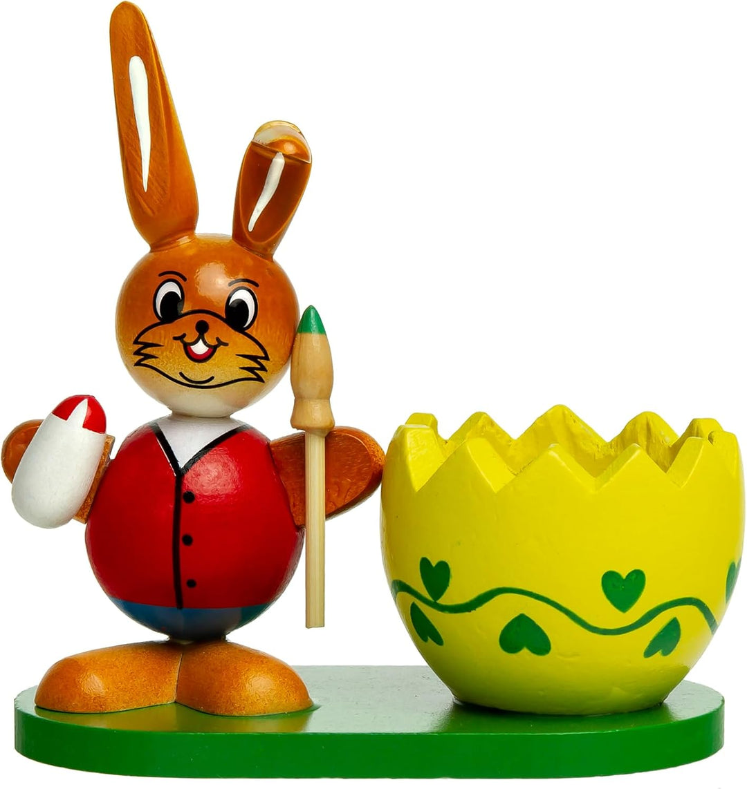 SIKORA OD08 Osterdeko Eierbecher aus Holz im 2er Set | handbemalte & dekorative Osterhasen Deko Figu