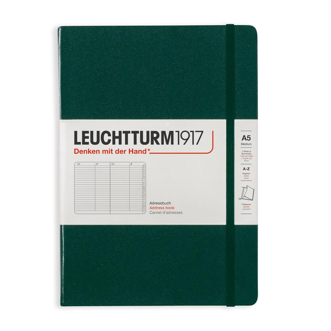 LEUCHTTURM1917 370360 Adressbuch Medium (A5), Hardcover, Forest Green Forest Green Medium (A5), Fore